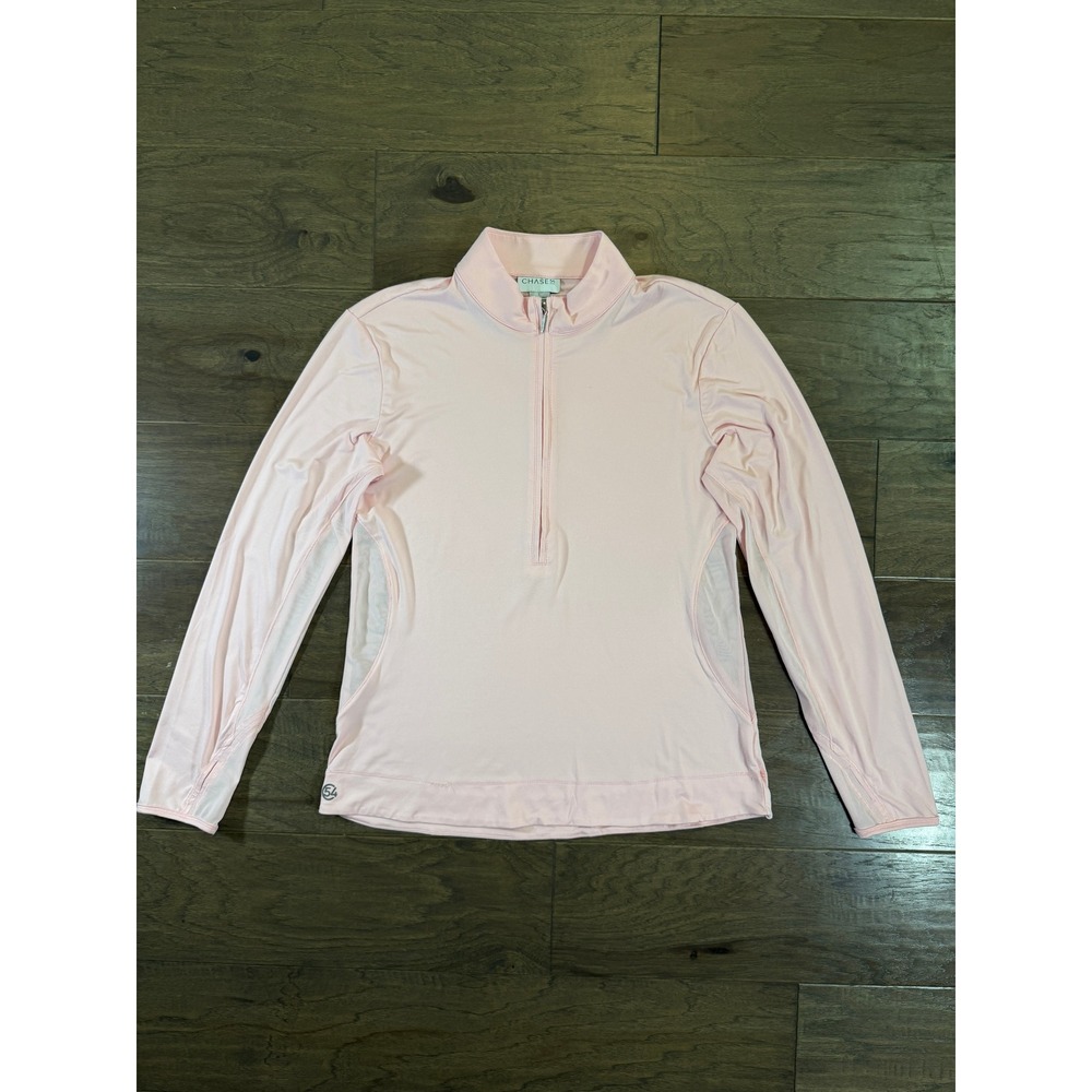 Chase 54 Womens Light Pink Mesh Panel Quarter Zip Golf Pullover Large
